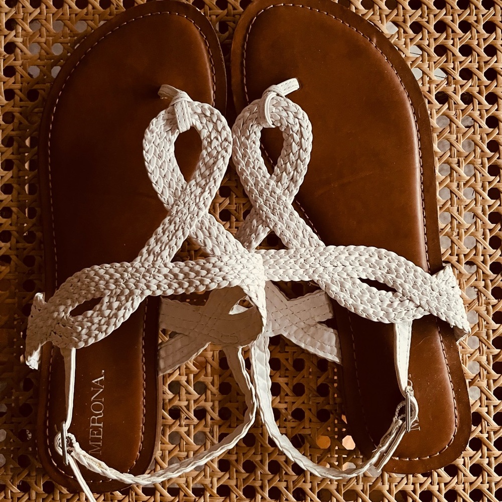white sandals